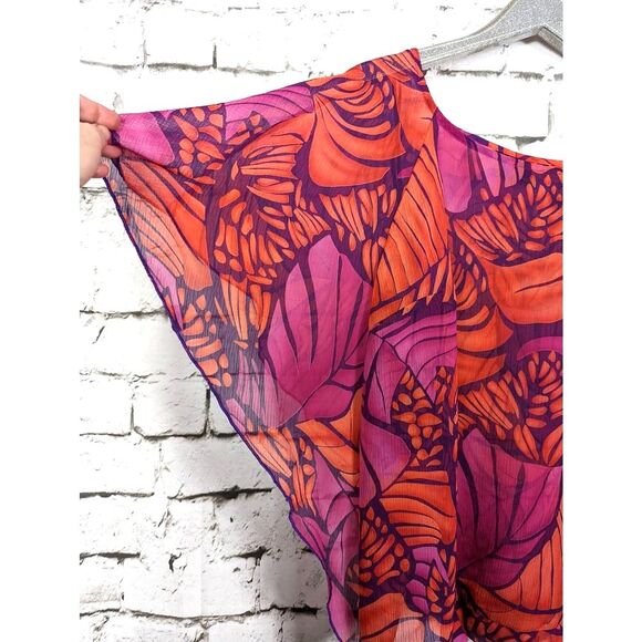 ASHLEY STEWART Vibrant Botanical Print Flutter Sleeve Top Boho Cottage 18/20 - Picture 2 of 5